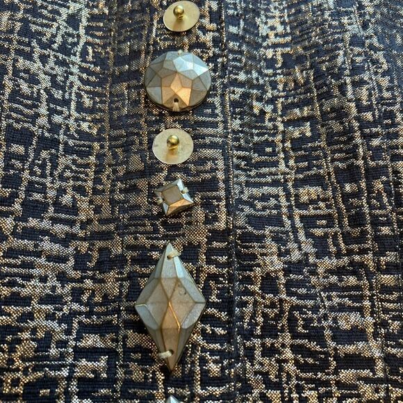 RUBY RD 10 Black Gold Textured 3/4 Sleeve Jacket - Picture 7 of 11